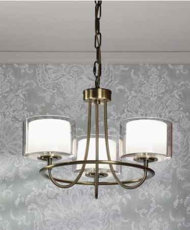 Southwell 3/5 Light Armed Pendant Antique Brass and Opal Glass