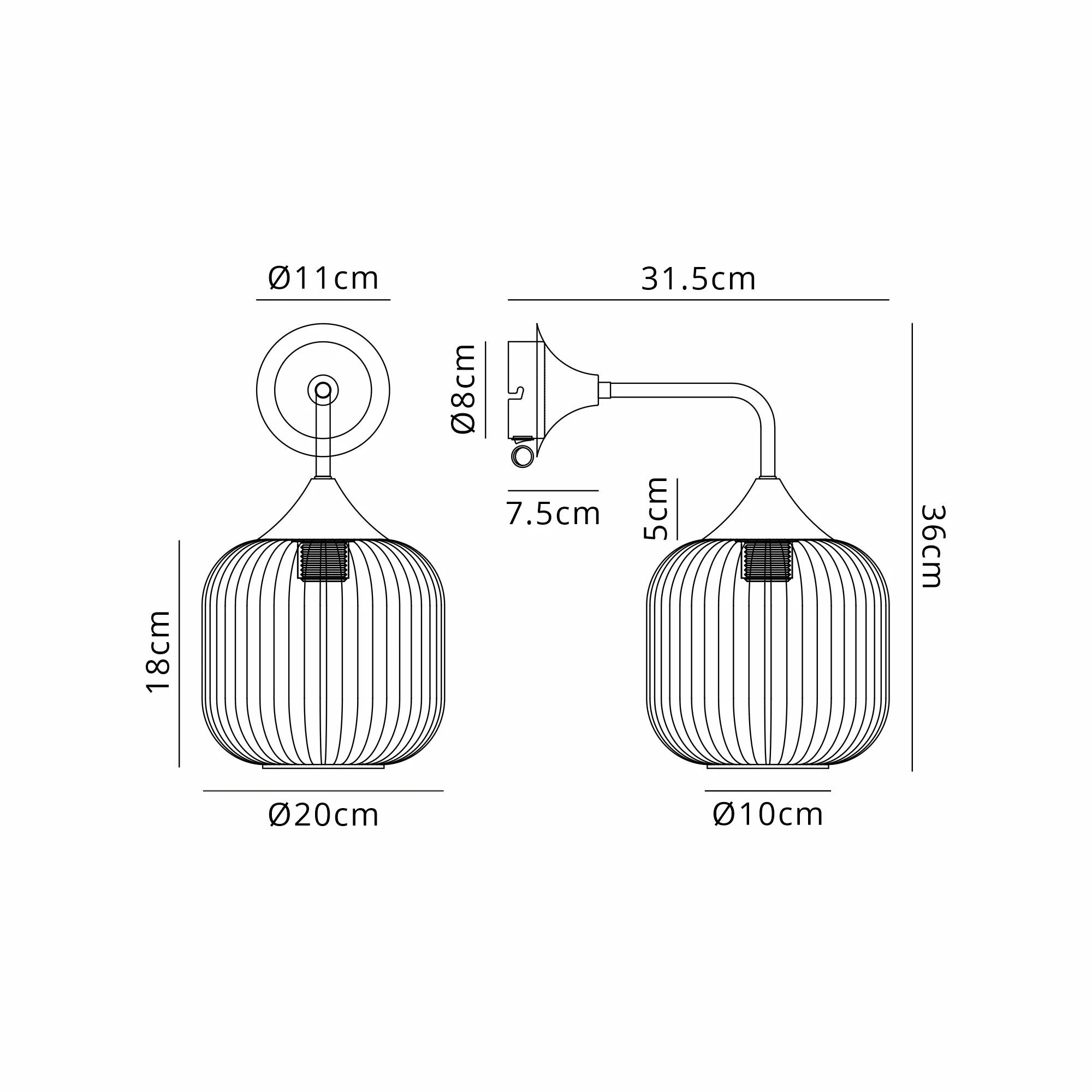 Benalla Wall Light Switched, 1 x E27