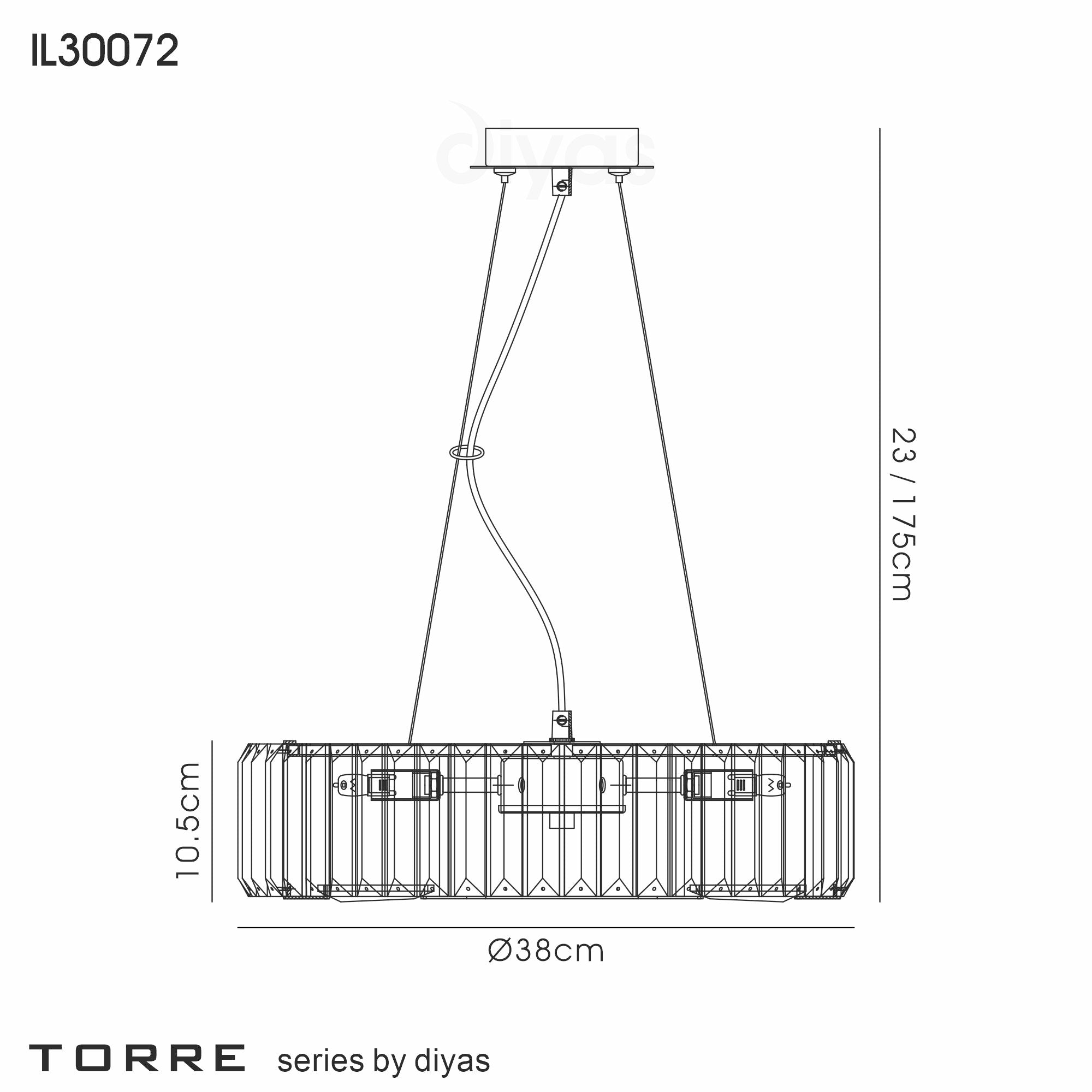 Torre 5/9/10Lt Polished Chrome/Crystal Pendant