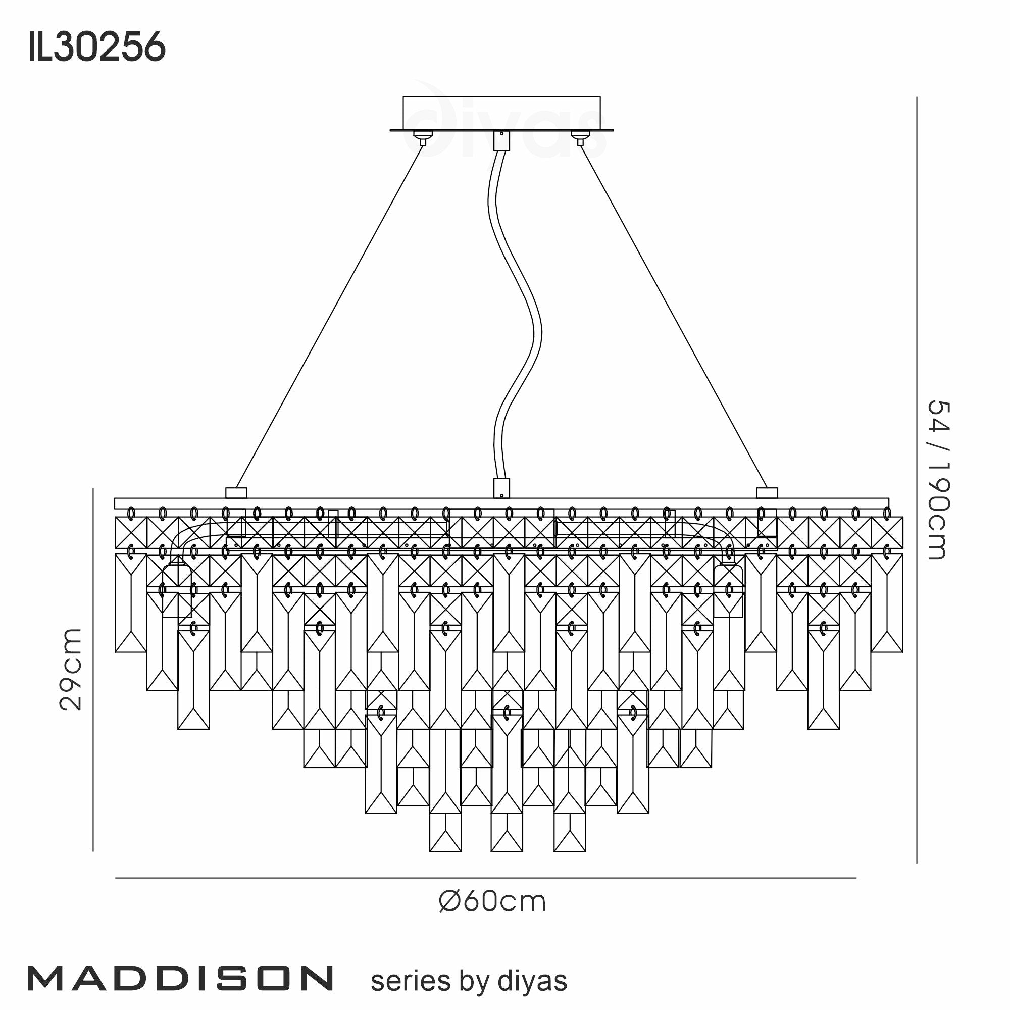 Maddison 2/6/8Lt Crystal Pendant - Various Size