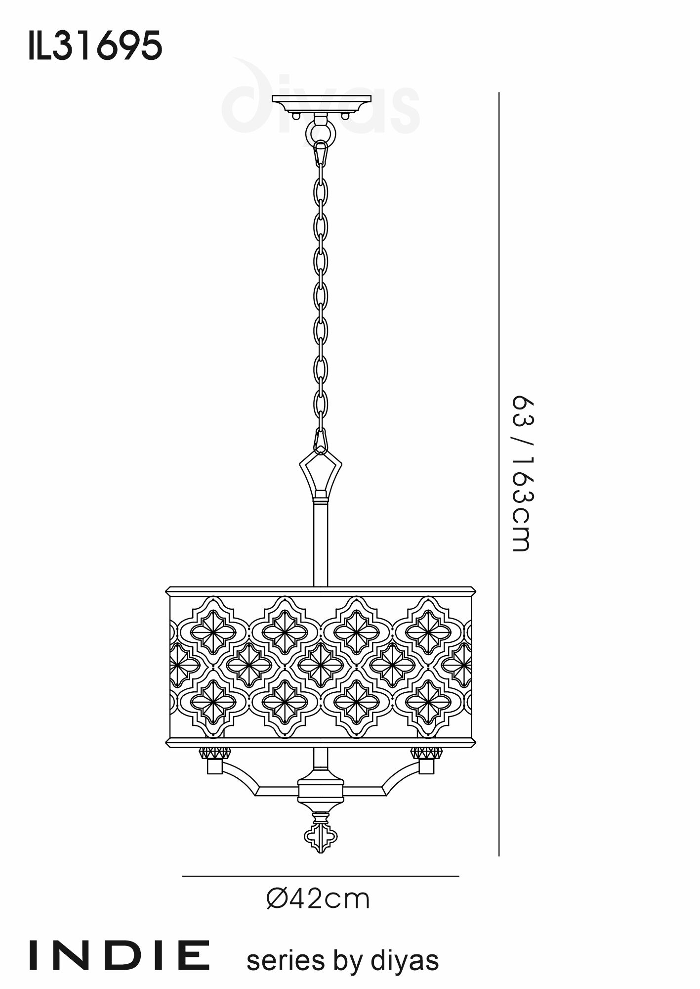 Indie Crystal 4/6Lt Pendant - Mocha/Teak Plated Crystal