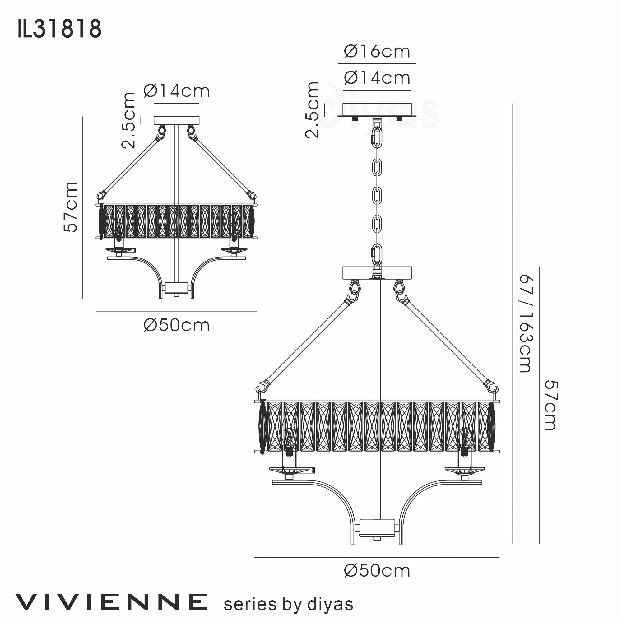 Vivienne 4Lt Crystal Pendant - Polished Nickel/ French Gold