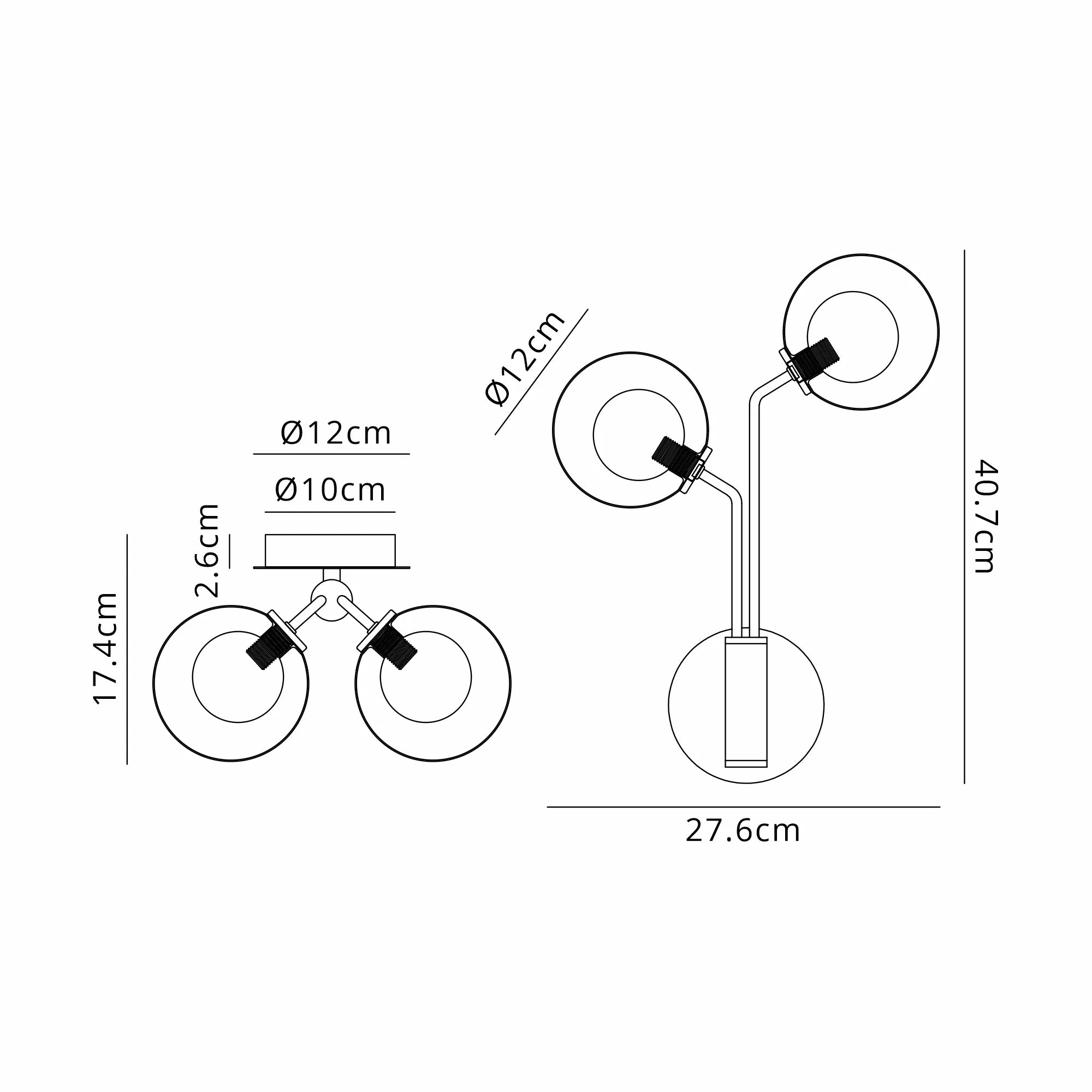 Caledon Wall Light, 2 Light G9 Various Glass Finishes