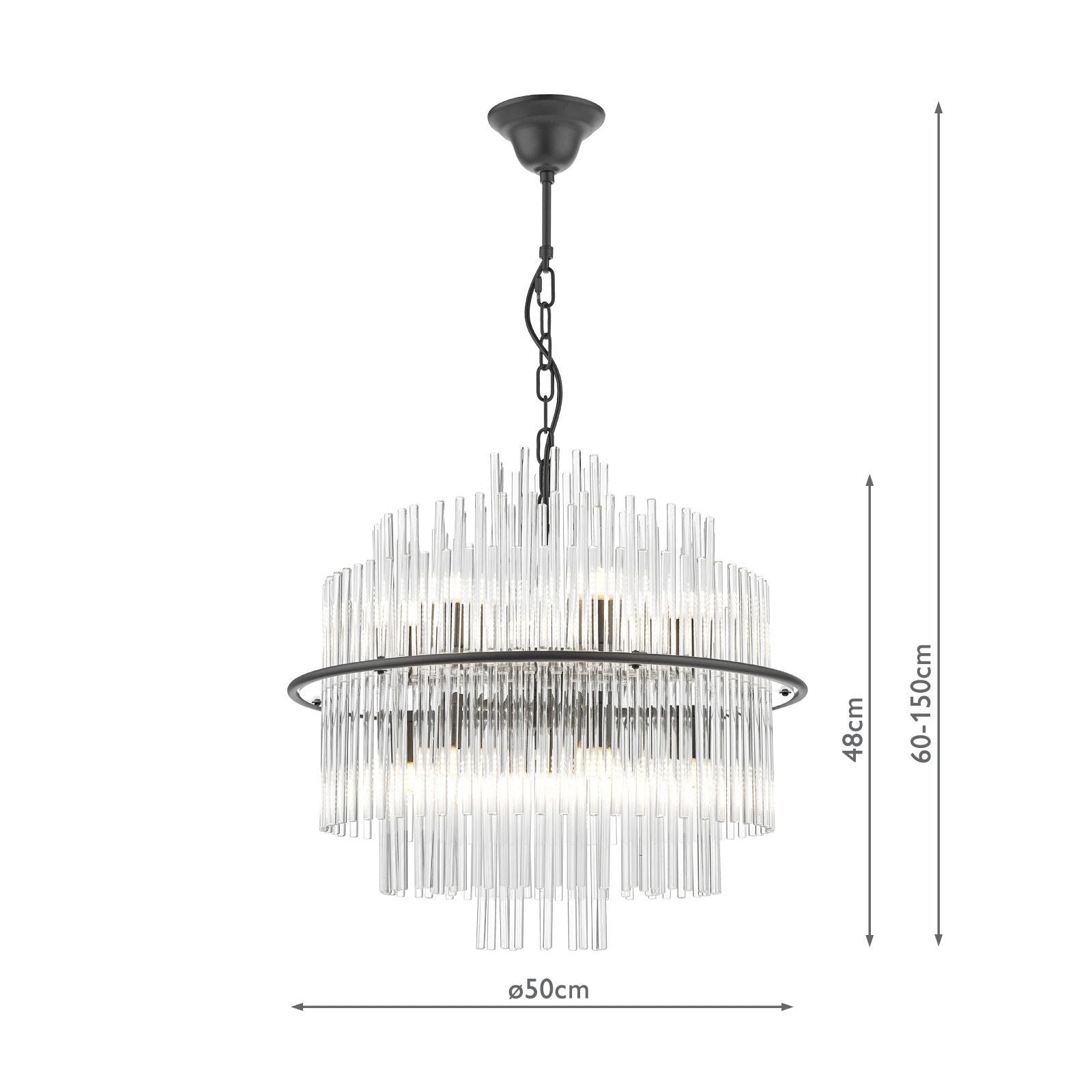 Lukas 13 Light Fitting Brushed Antique Gold And Clear Glass/Pendant Polished Chrome Glass