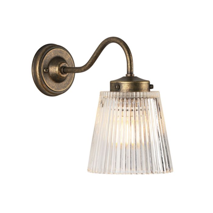 Odell Wall Light Ribbed Glass and Aged Brass