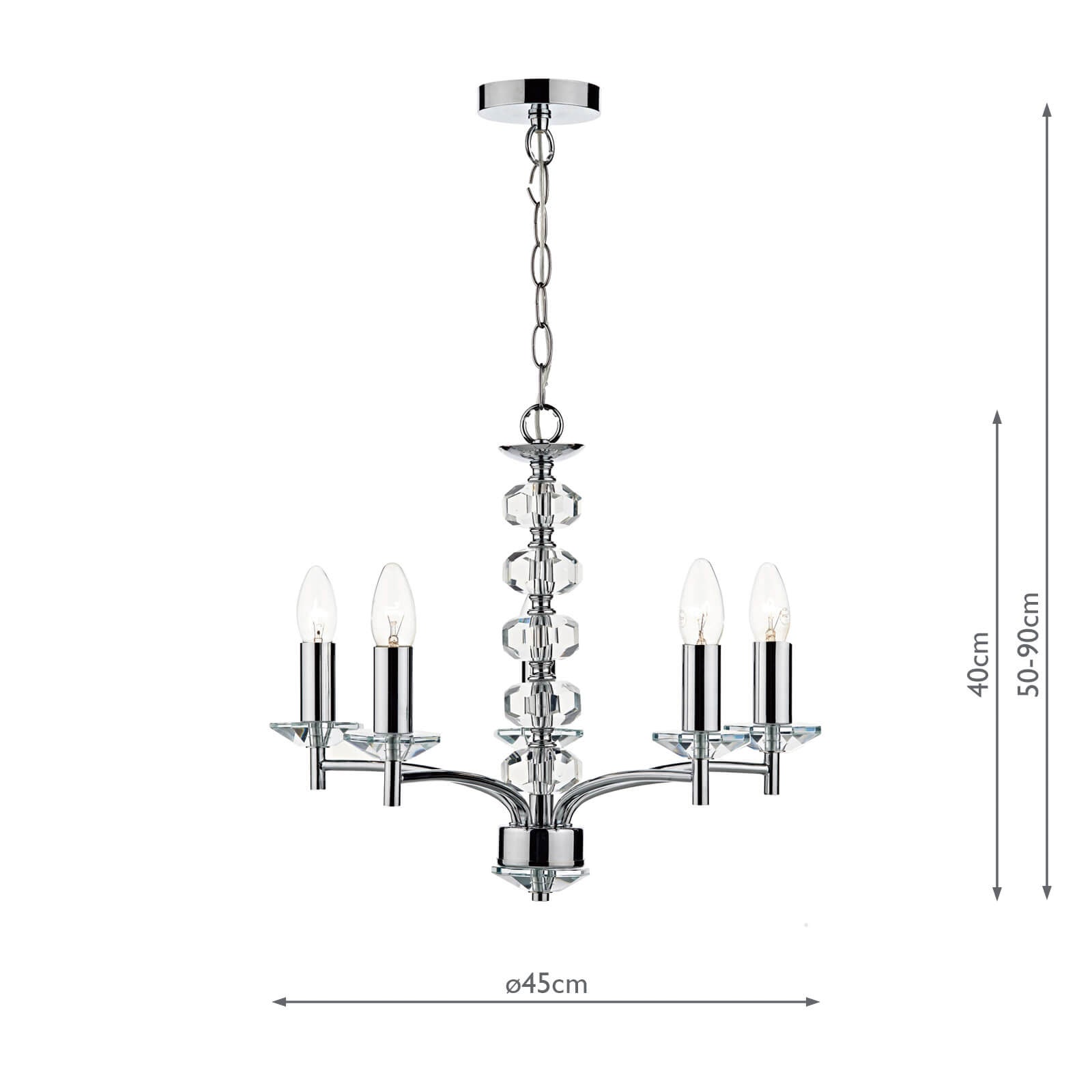 Oleana 5 Light Fitting Polished Chrome Crystal