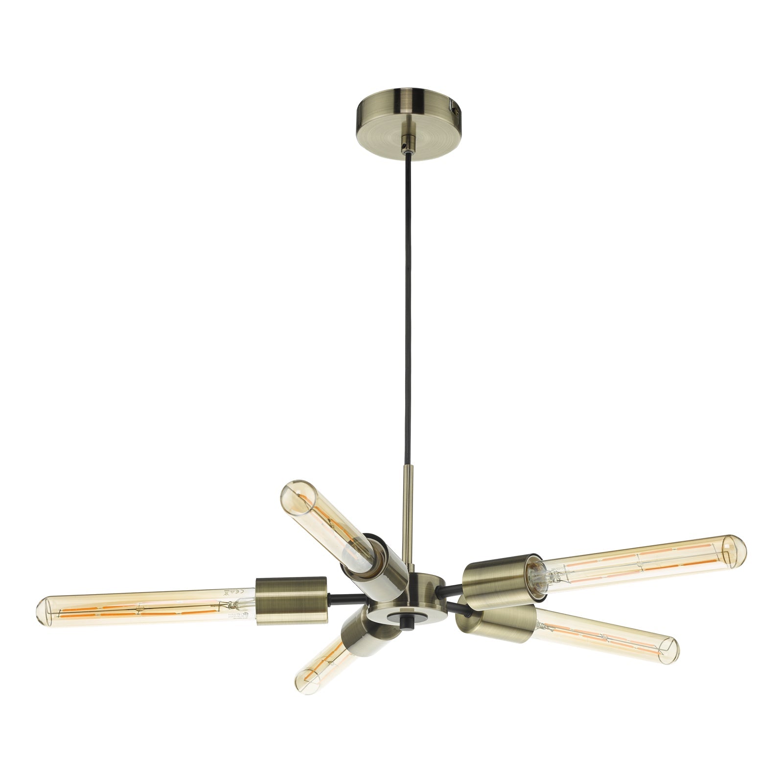 Onika 5 Light Pendant Antique Brass & Matt Black