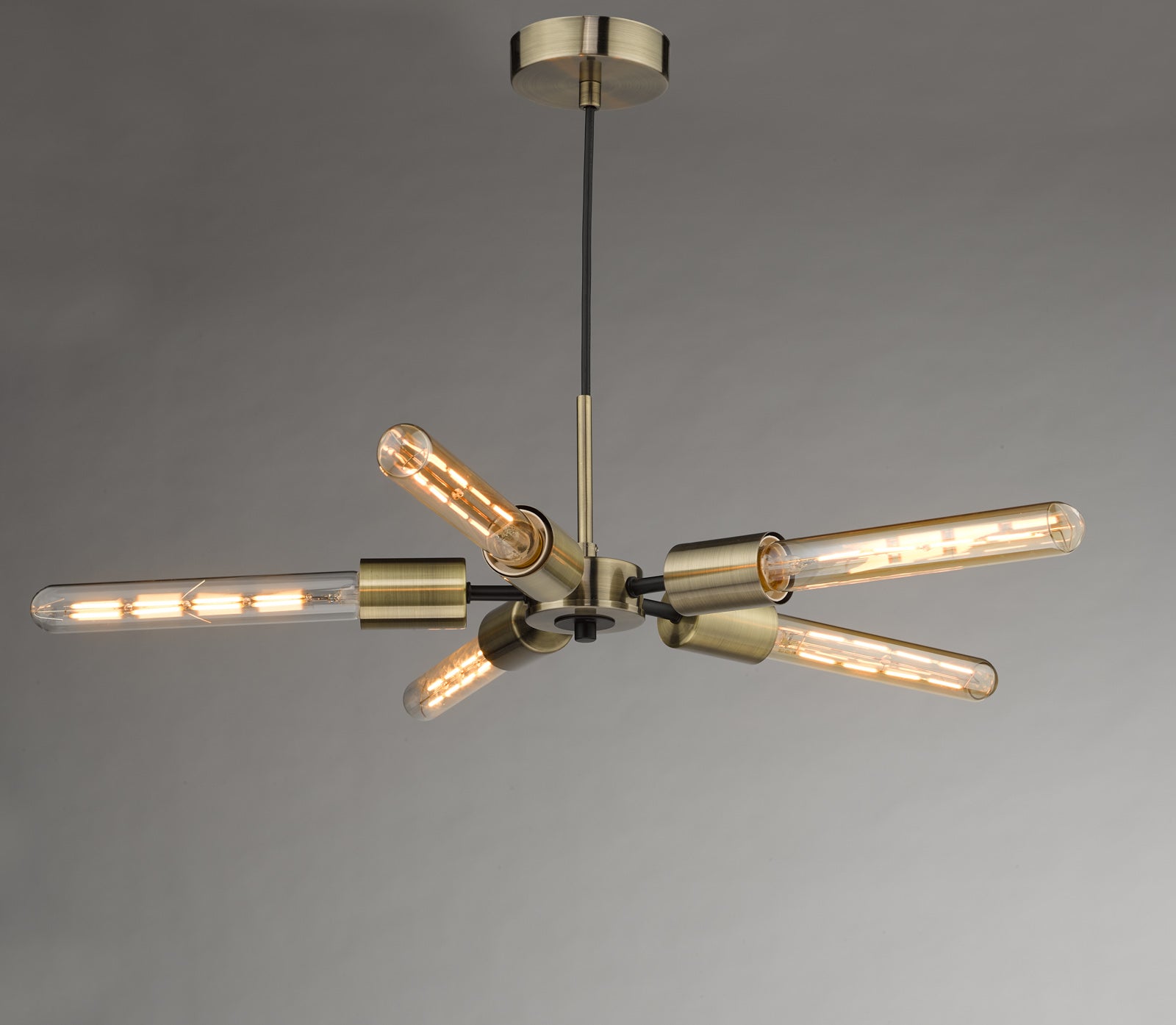 Onika 5 Light Pendant Antique Brass & Matt Black
