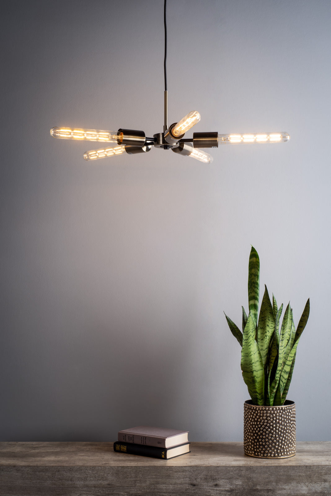 Onika 5 Light Pendant Antique Brass & Matt Black