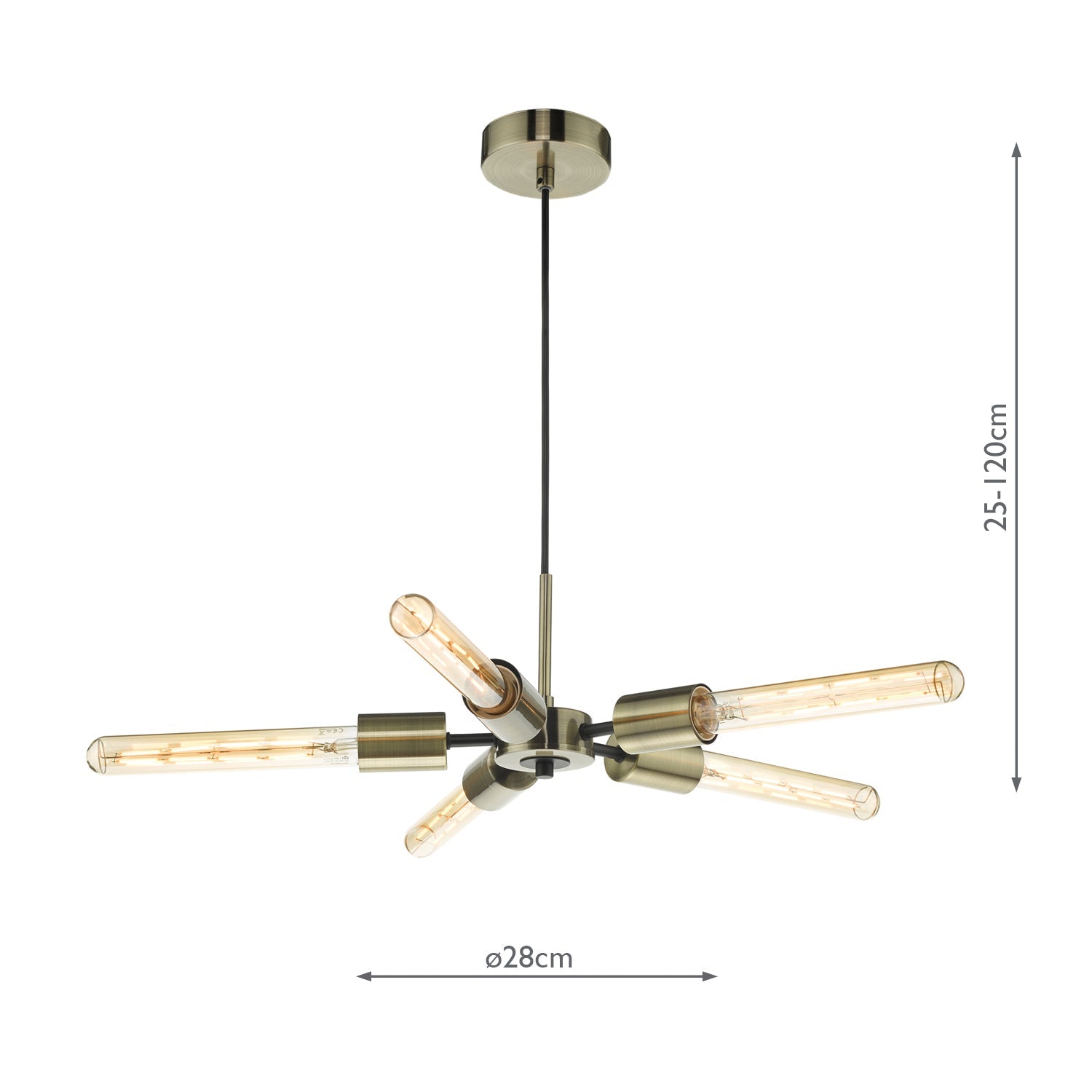 Onika 5 Light Pendant Antique Brass & Matt Black