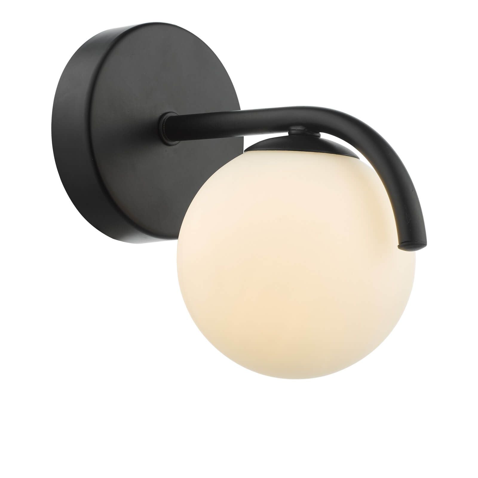 Orlena Wall Light- Matt Black/ Satin Gold and Opal Glass