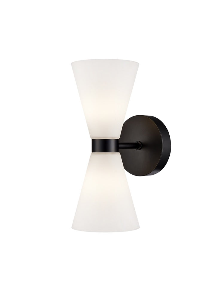 Odeon IP44 Wall Light - Satin Nickel and Matt Black