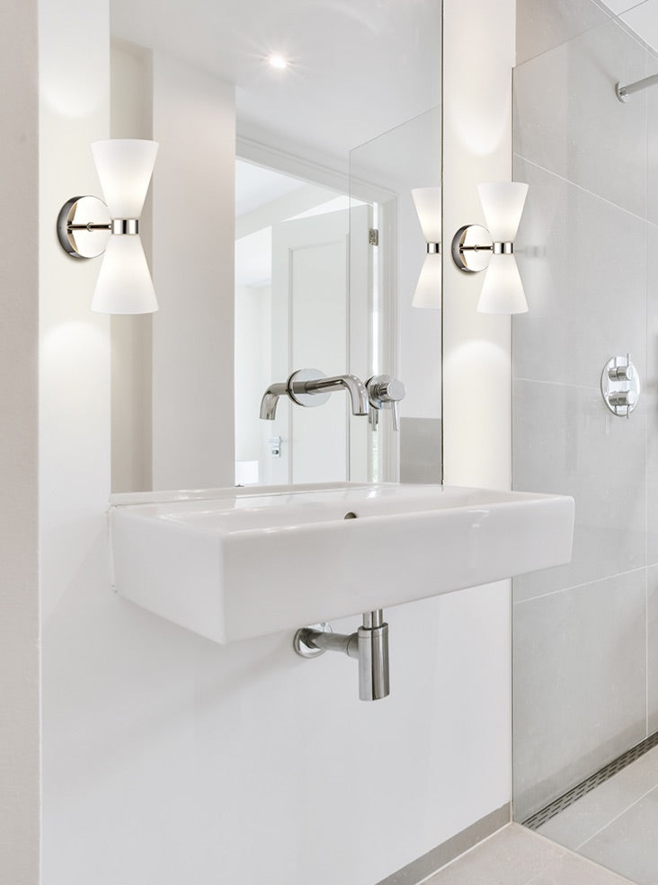 Odeon IP44 Wall Light - Satin Nickel and Matt Black