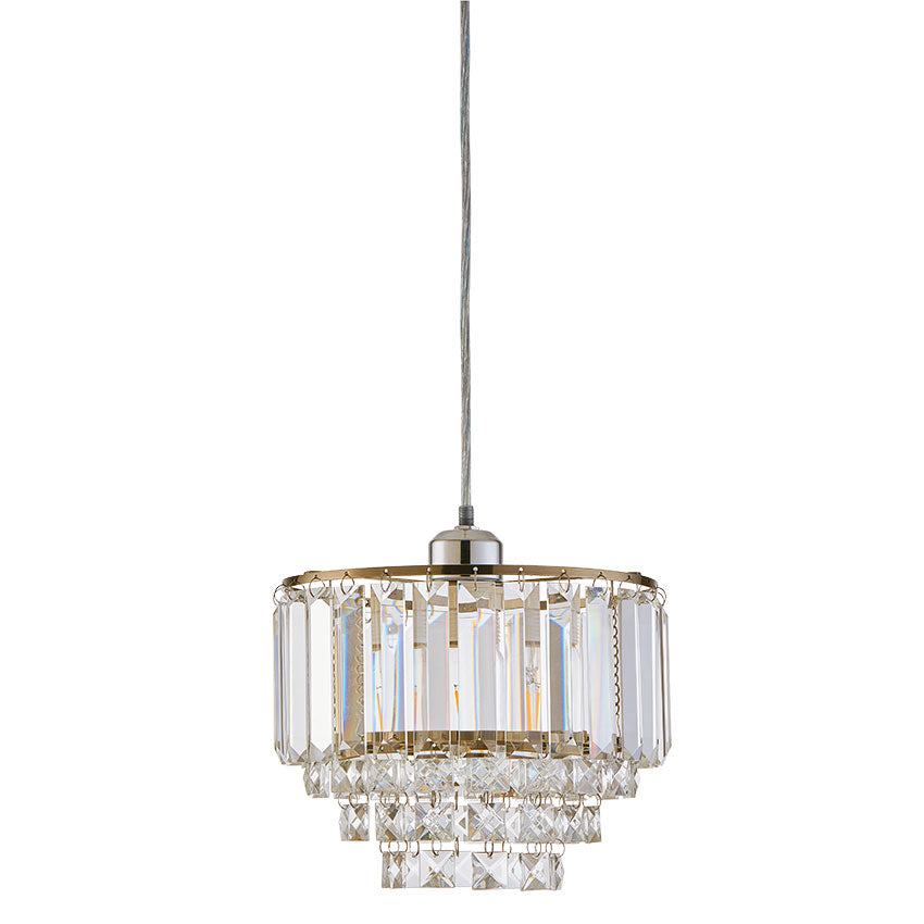 Arles Easy Fit Crystal Pendant E27 Antique Brass/Polished Chrome