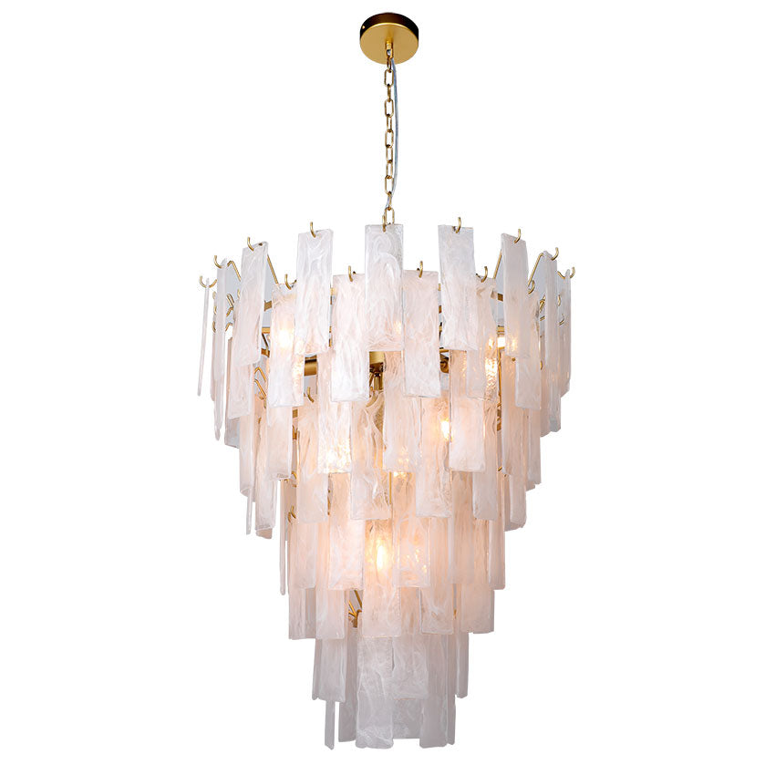 Cascade 12L Crystal Chandelier E14 Satin Brass