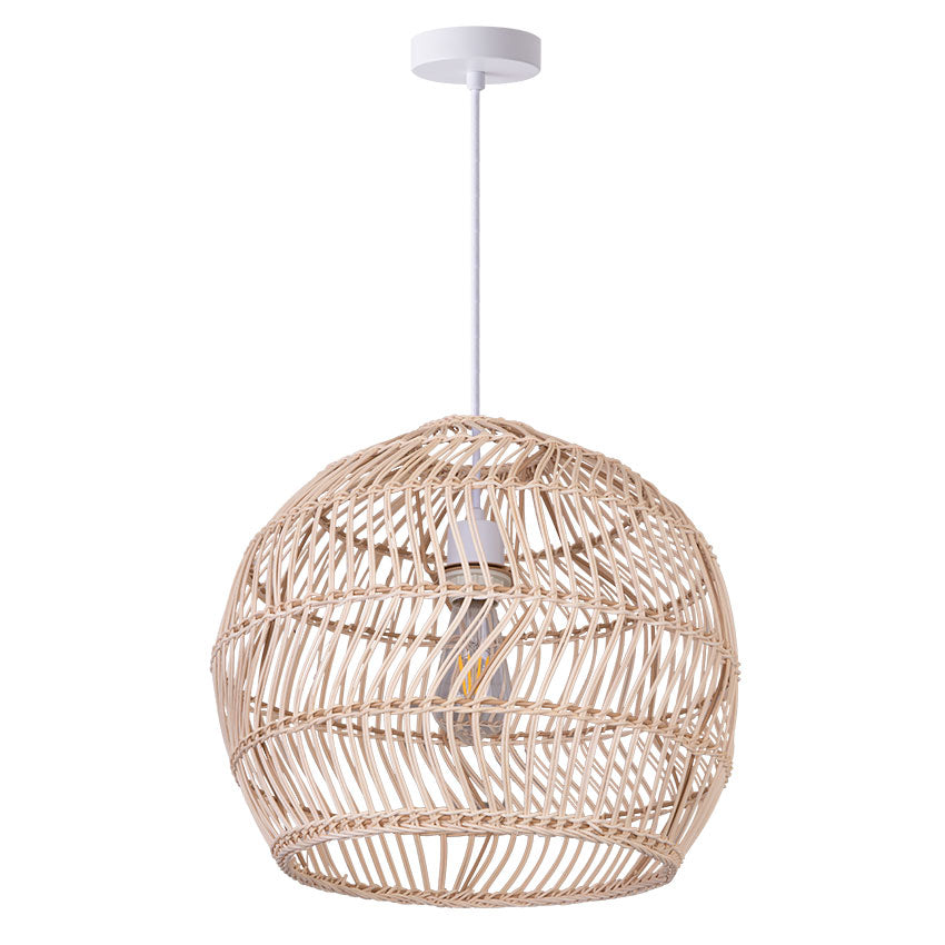 Harvest Rattan Round Pendant Lights- Black/ Natural Rattan Finishes