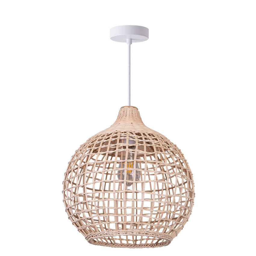 Harvest Rattan Round Pendant Lights- Black/ Natural Rattan Finishes