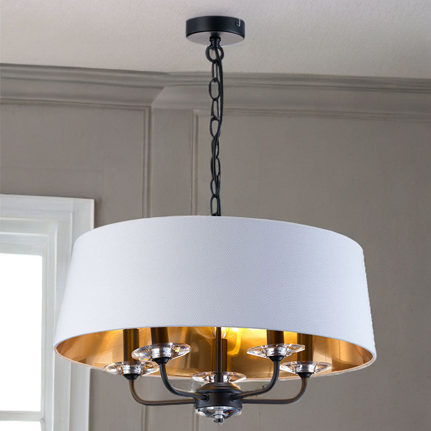 Stylo 3/5Lt Hanging Shade Ceiling Light - Antique Brass/Polished Nickel Finish