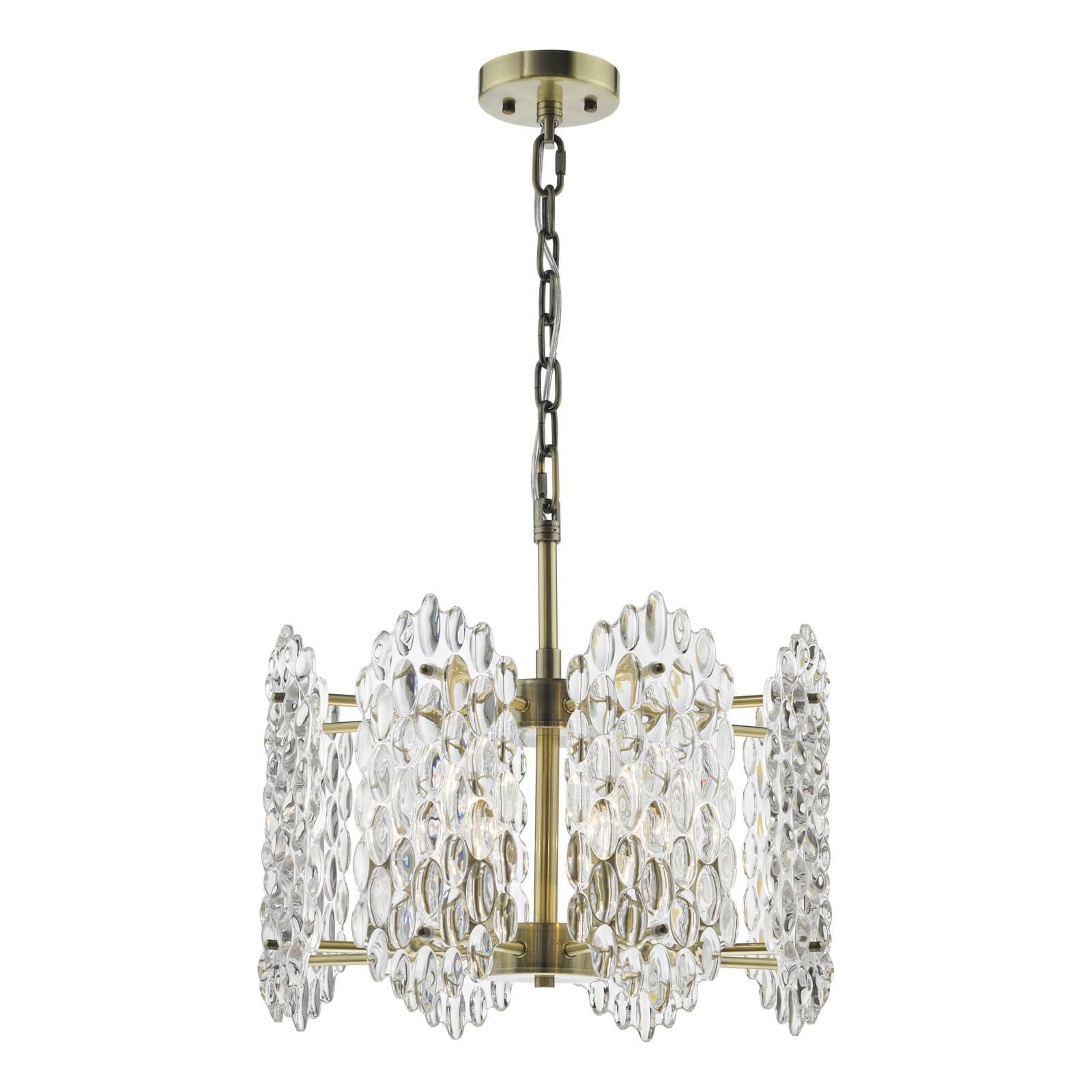 Porthos 8 Light Pendant Antique Brass and Glass