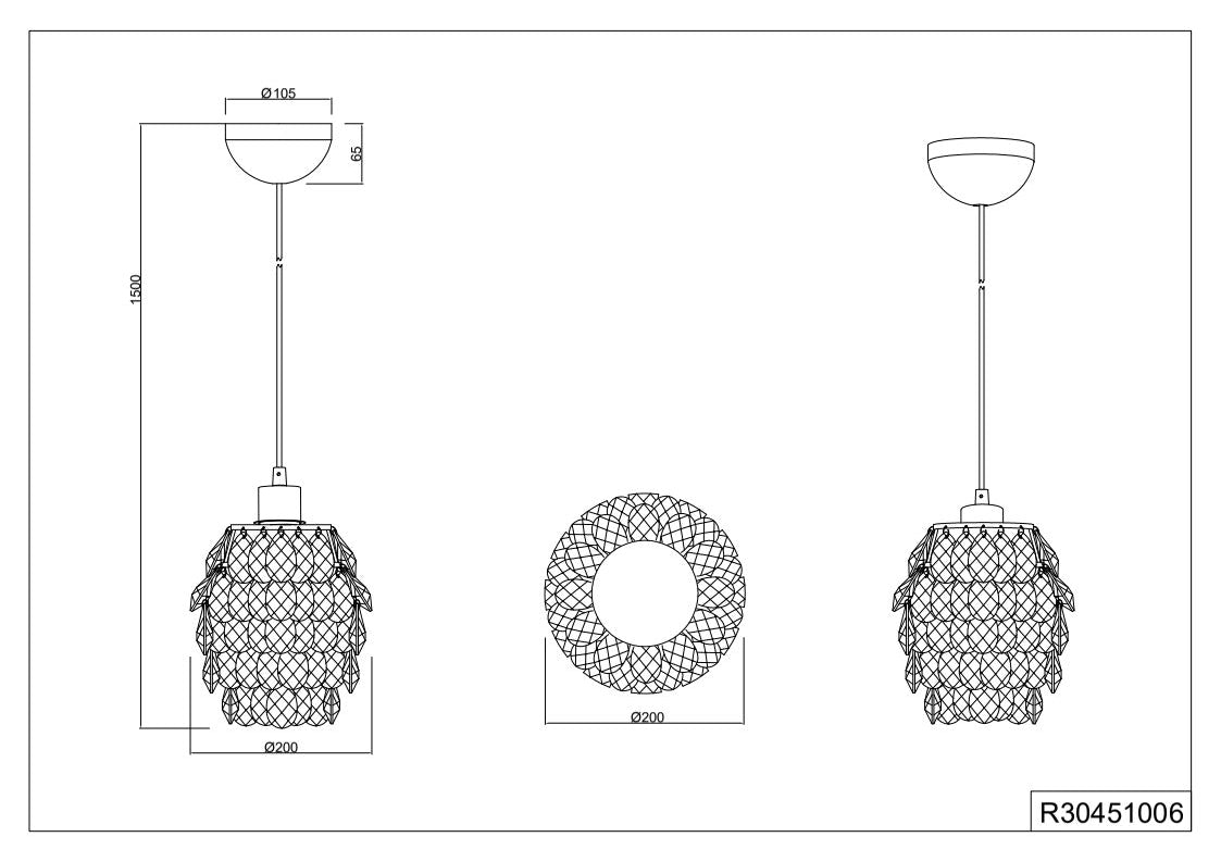 Petty 1Lt 60w Crystal Ceiling Light