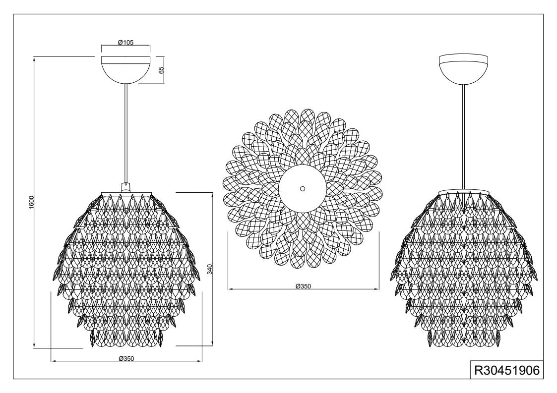 Petty 1Lt 60w Crystal Ceiling Light