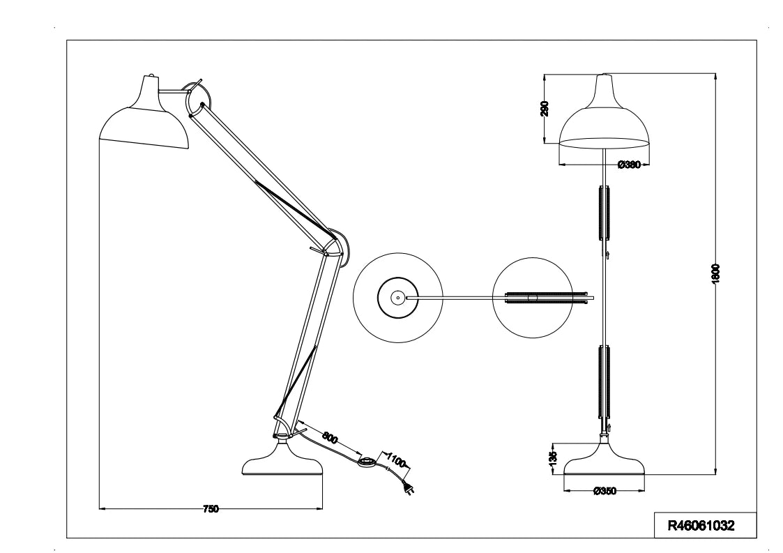 Salvador Task/Reading Floor Lamp - Black