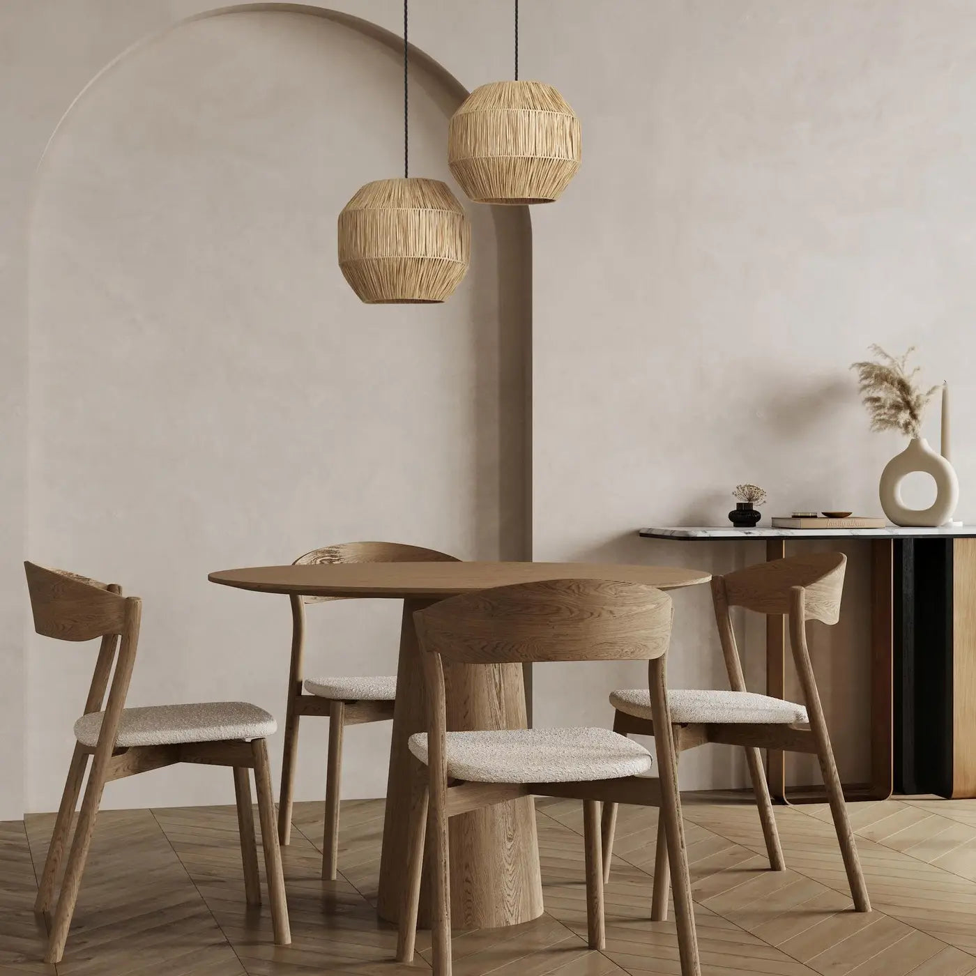 Raffia Ceiling Pendant Light - Globe/ Cone/ Bell - Natural