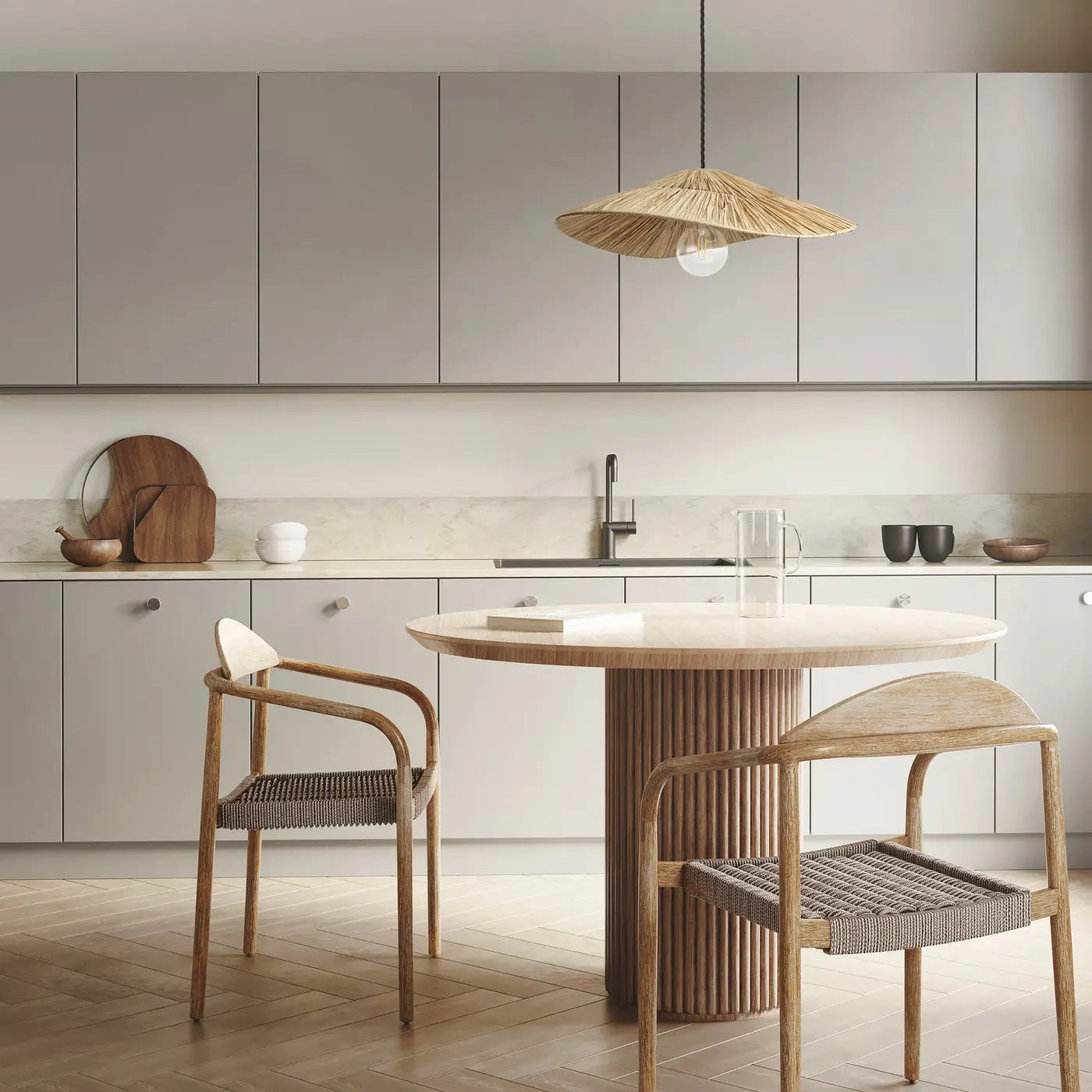 Raffia Ceiling Pendant Light - Hat