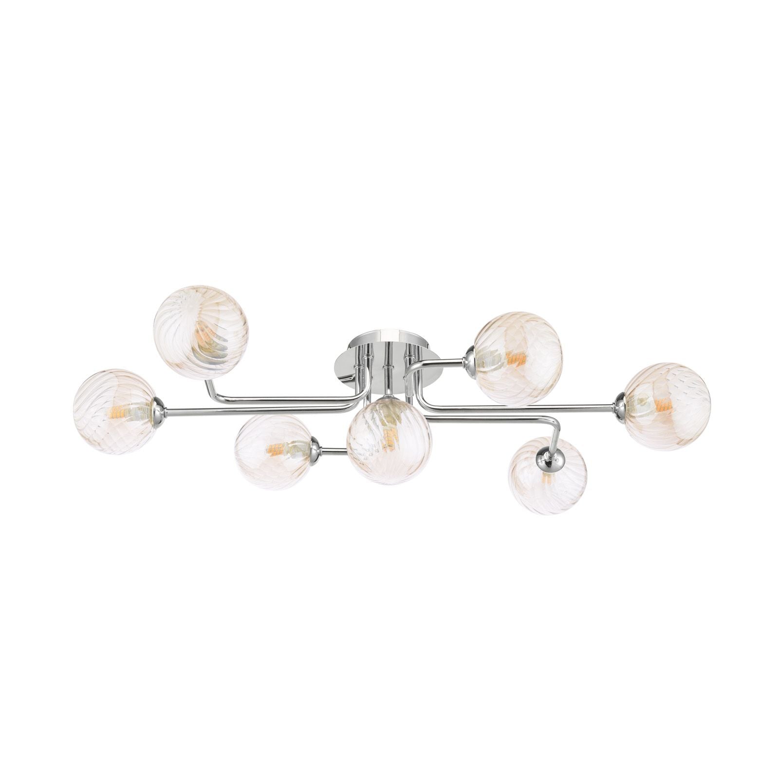 Reyna 7lt Semi Flush Ceiling Light- Polished Chrome With Twisted Amber Glass