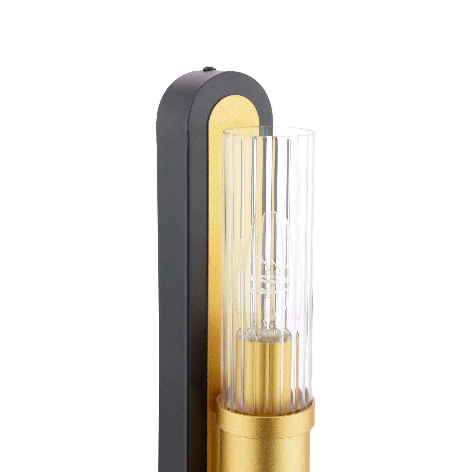 Rhian 2 Light Wall Light- Matt Black and Ribbed Glass