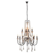 Dorothy 12 Lt Chandelier with Wooden Beads