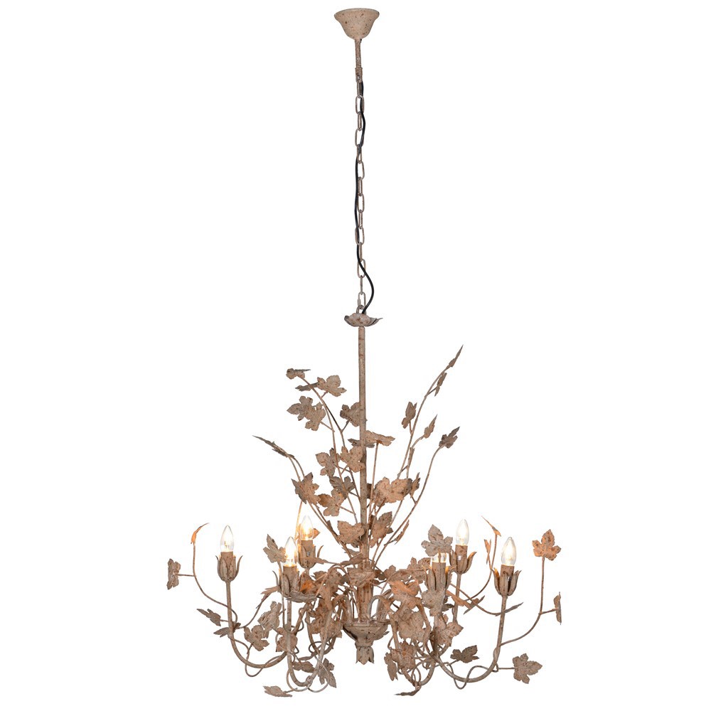 Elgin Distressed Gold Leaf 6 Arm Chandelier