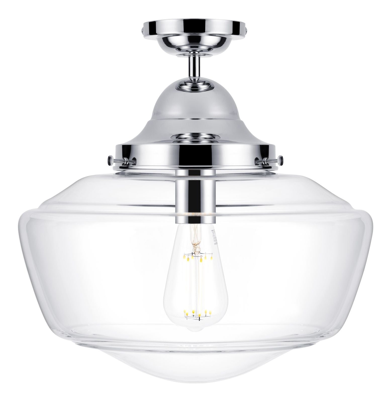 Rydal semi flush pendant chrome with opal glass/Clear Glass, IP44 rated