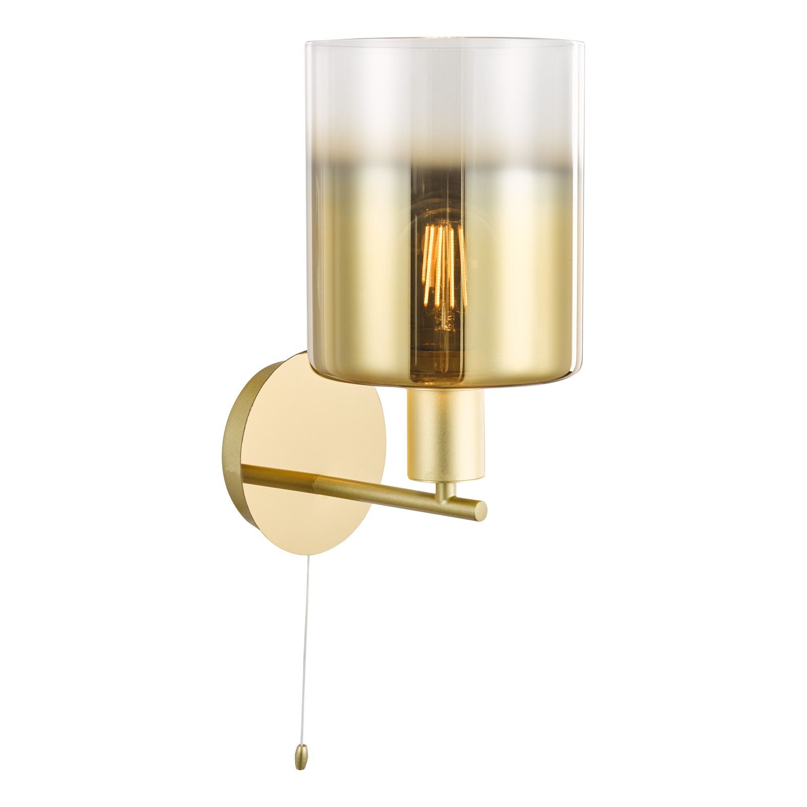 Savannah Wall Light- Matt Black and Smoked Glass/Satin Gold and Gold Ombre Glass
