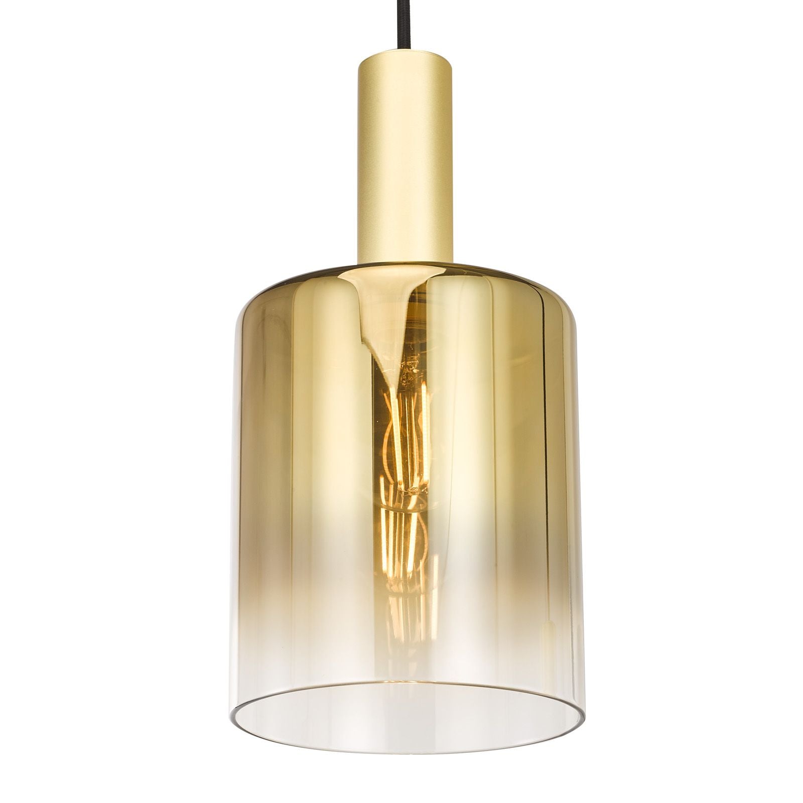 Savannah 3 Light Cluster Pendant-  Matt Black and Smoked Glass/ Satin Gold and Gold Ombre Glass