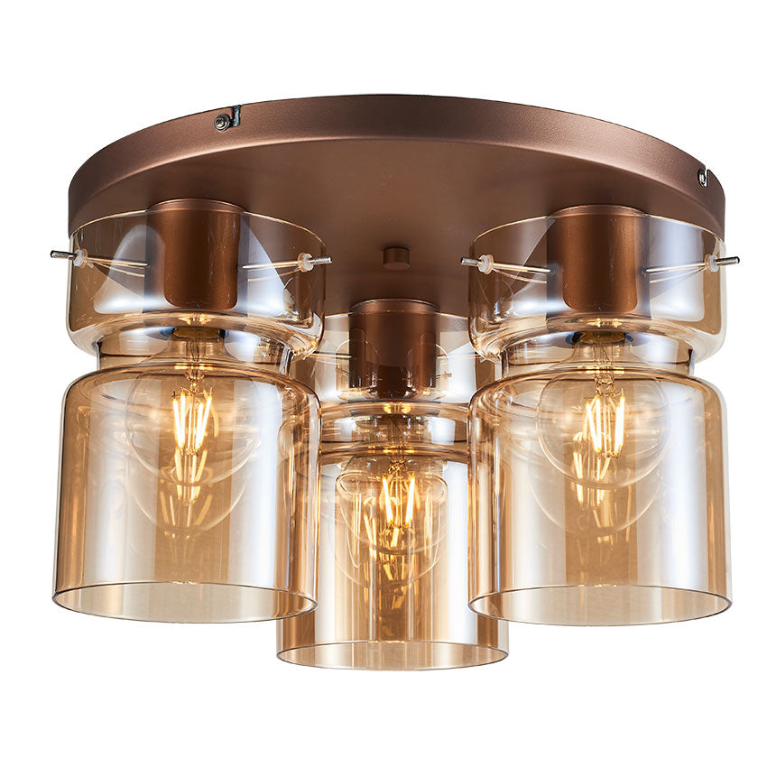 Camden Semi Flush Ceiling Light- Grey/ Silver/ Copper Finishes