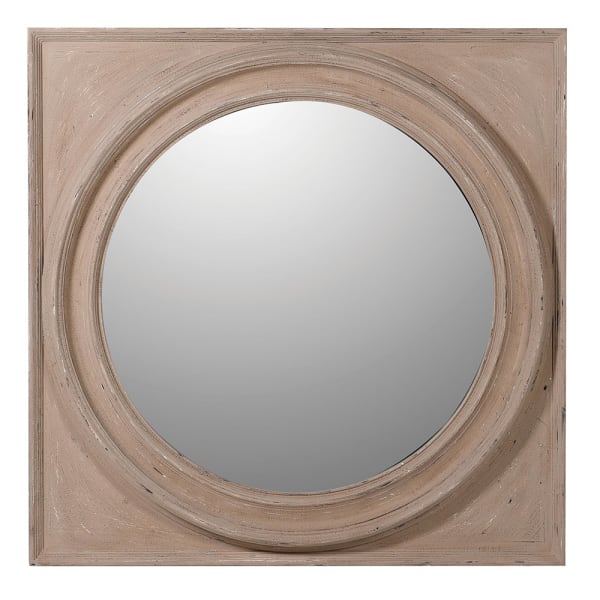 Lynda Round Mirror in Square Frame