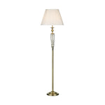Siam Floor Lamp Antique Brass/ Satin Chrome With Shade E27