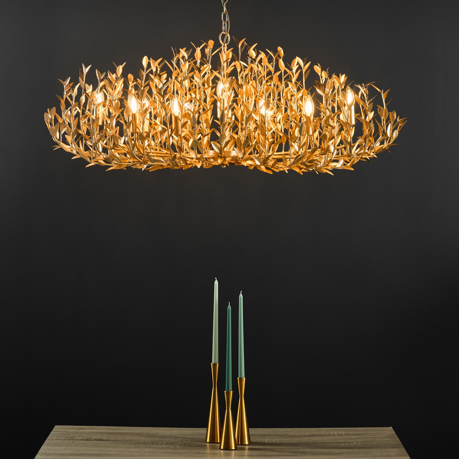 Silvius 9/12 Light Oval Pendant Gold Leaf