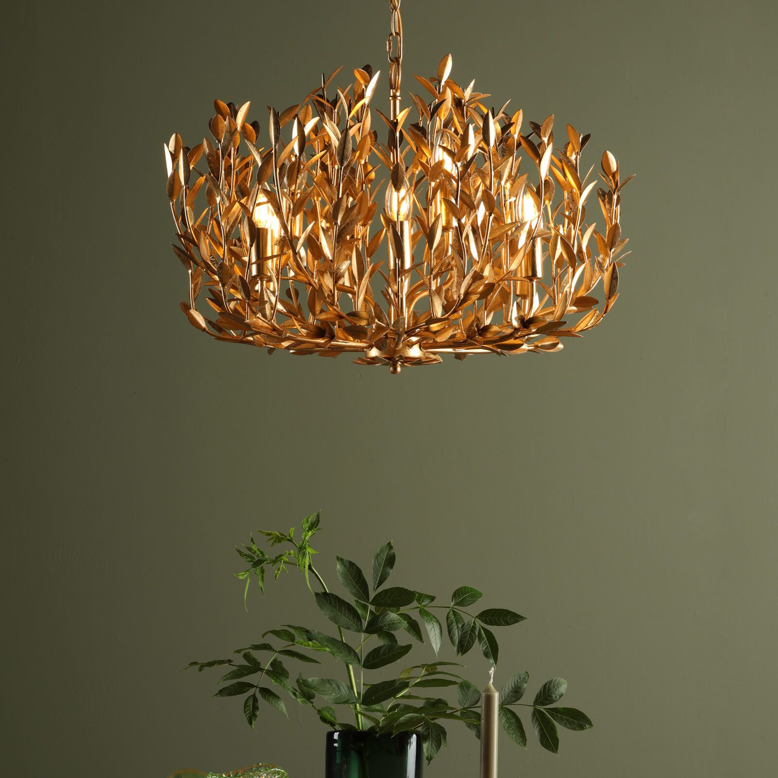 Silvius 9/12 Light Oval Pendant Gold Leaf