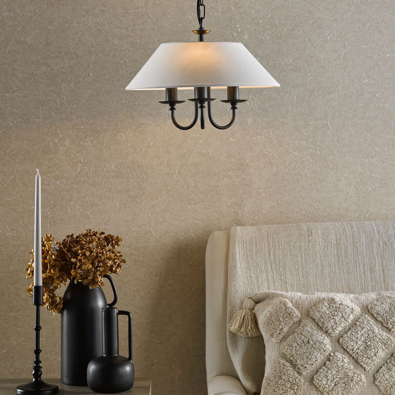 Sivan 3/6 Light Pendant Matt Black With Shade