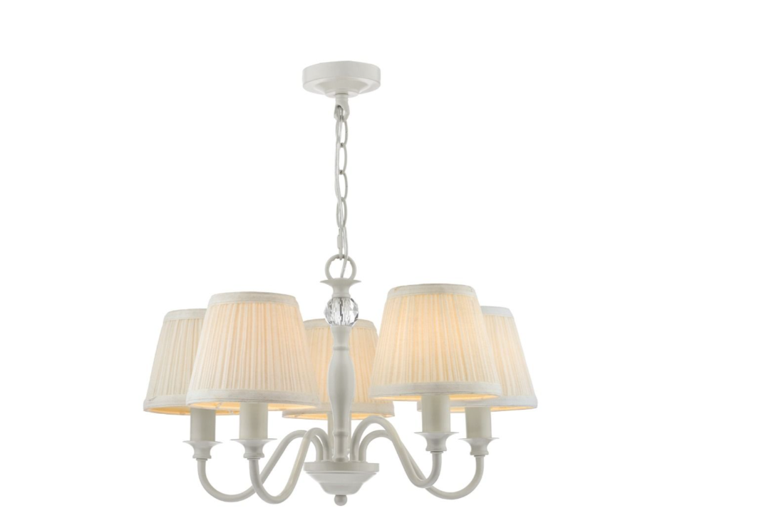 Ellis 5Lt Multi-Arm Pendant - Ivory with Shades
