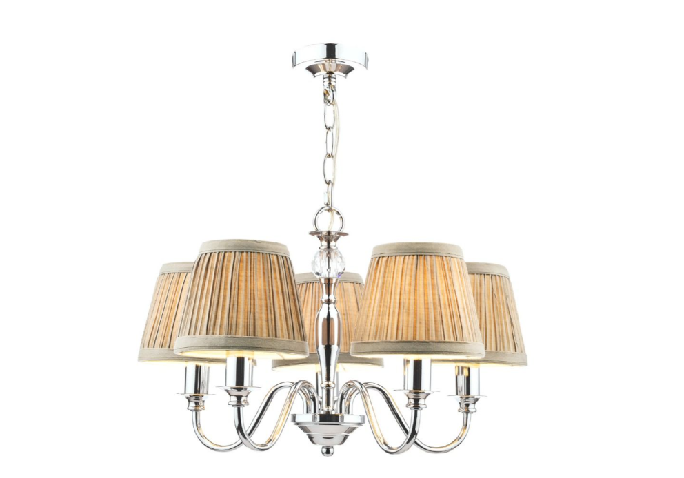 Ellis 5Lt Multi-Arm Pendant - Ivory with Shades