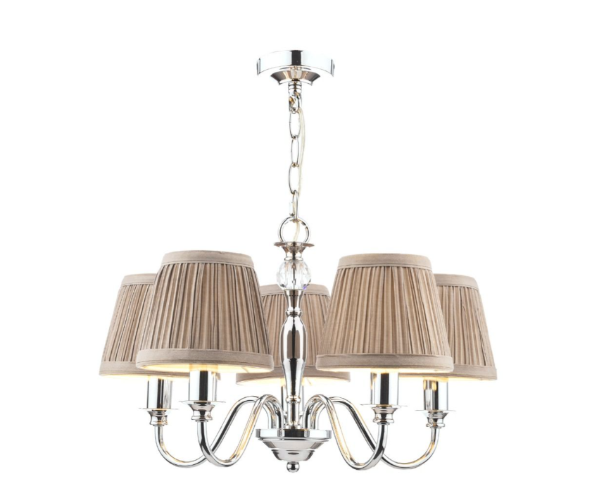 Ellis 5Lt Multi-Arm Pendant - Ivory with Shades