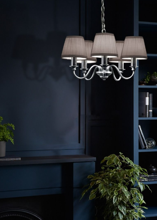 Ellis 5Lt Multi-Arm Pendant - Ivory with Shades