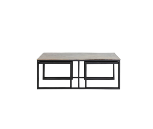 Kumalu Coffee Table- Antique Bronze & Silver Finishes