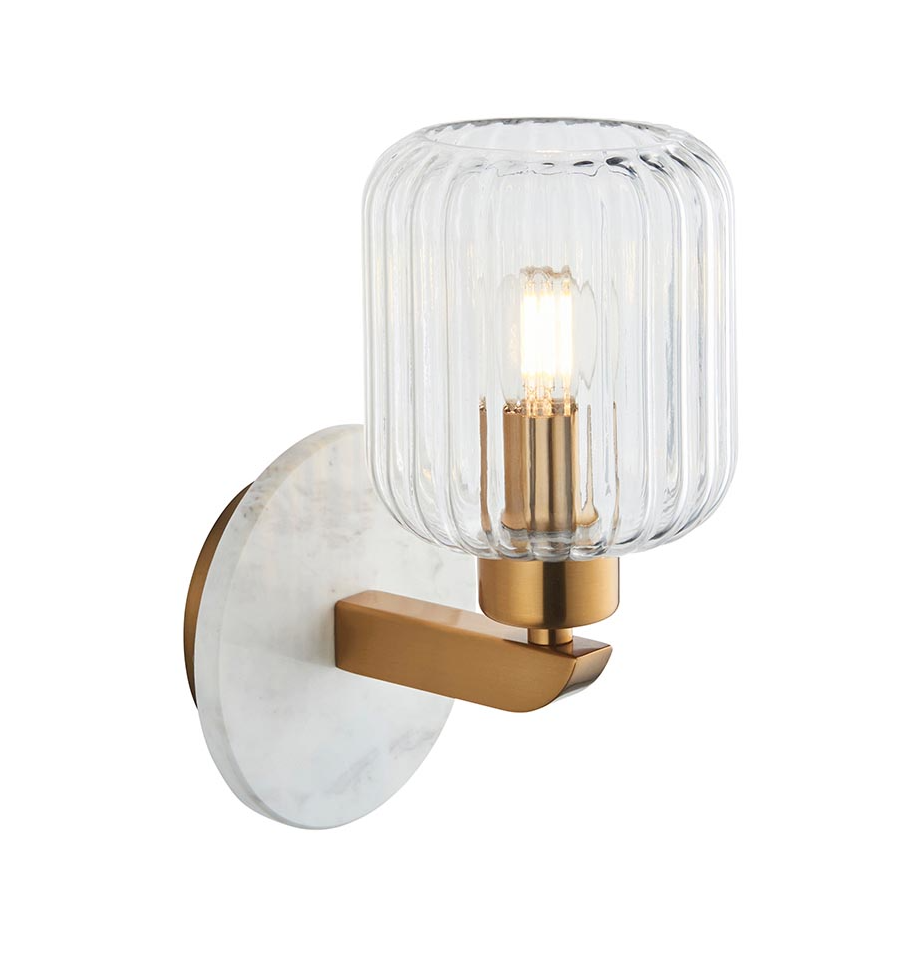 Travi Ribbed/ Clear Wall Light-  Various Base Finishes