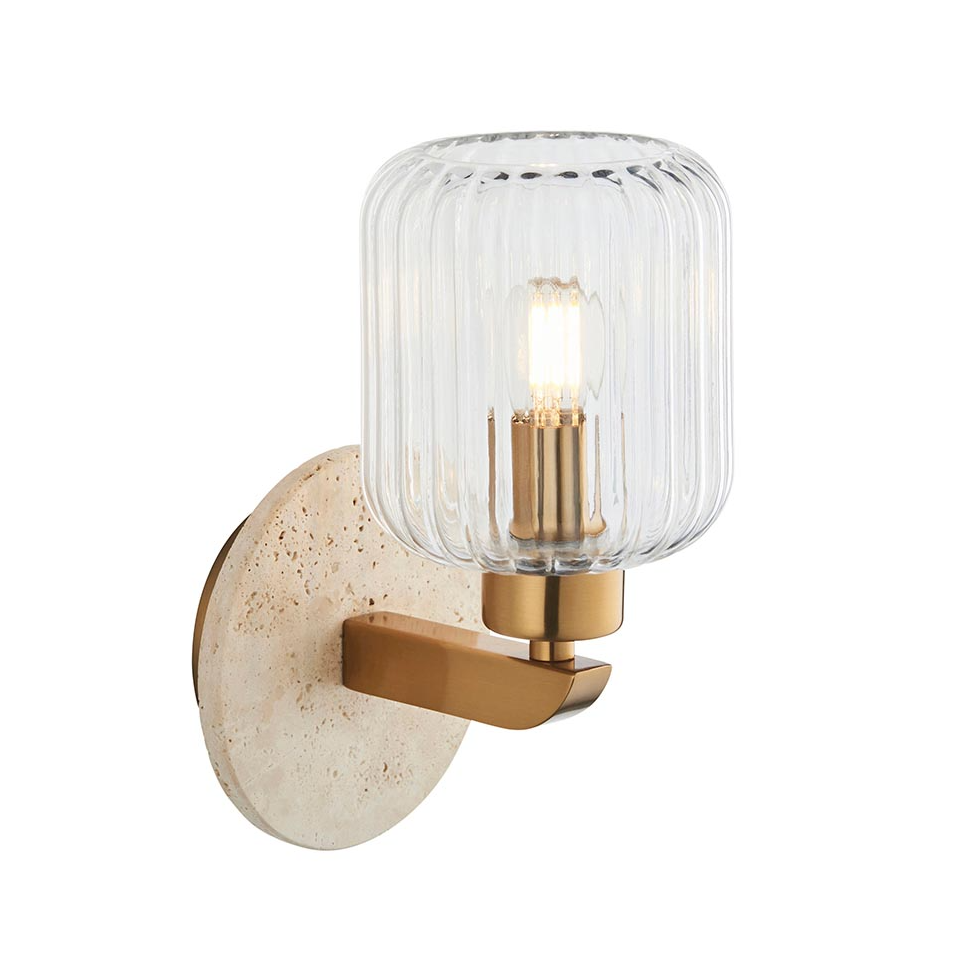 Travi Ribbed/ Clear Wall Light-  Various Base Finishes