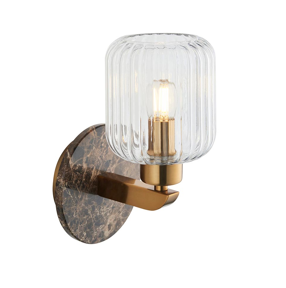 Travi Ribbed/ Clear Wall Light-  Various Base Finishes