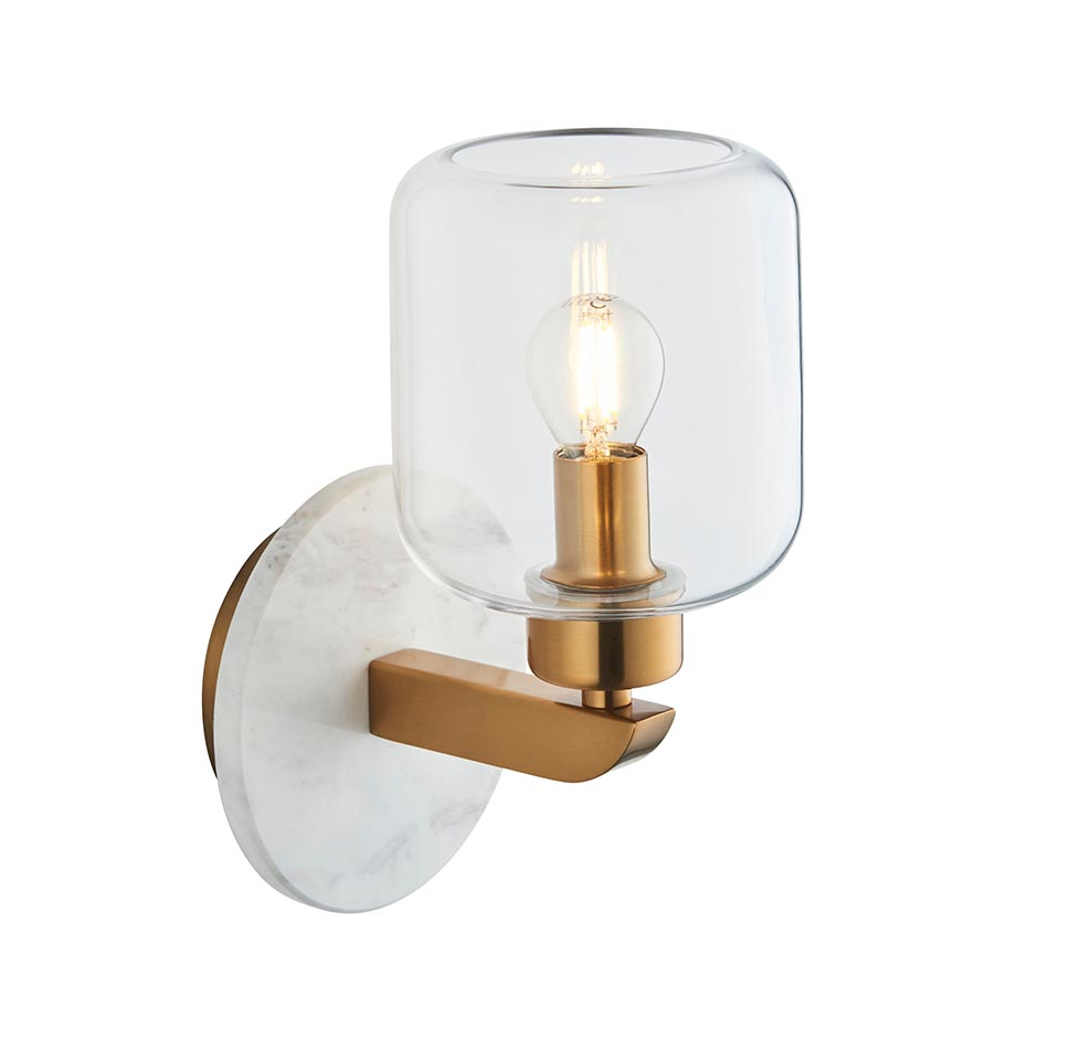 Travi Ribbed/ Clear Wall Light-  Various Base Finishes